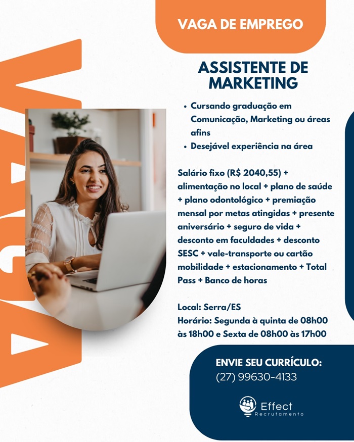 VAGA DE ASSISTENTE DE MARKETING