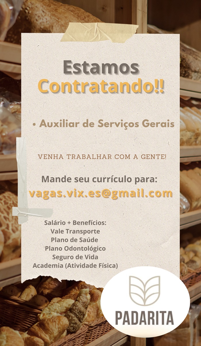 Padarita contrata Auxiliar de Serviços Gerais