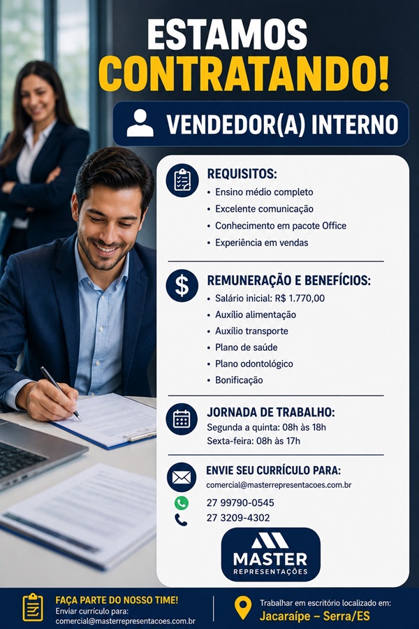 VAGA DE VENDEDOR(A) INTERNO