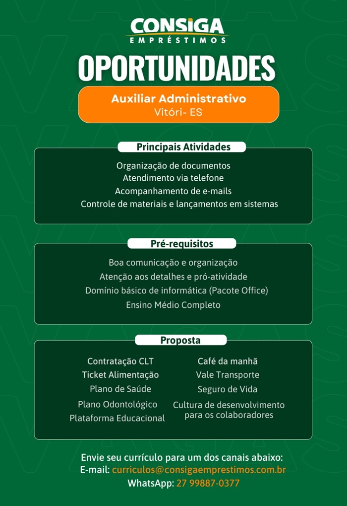 CONSIGA CONTRATA AUXILIAR ADMINISTRATIVO