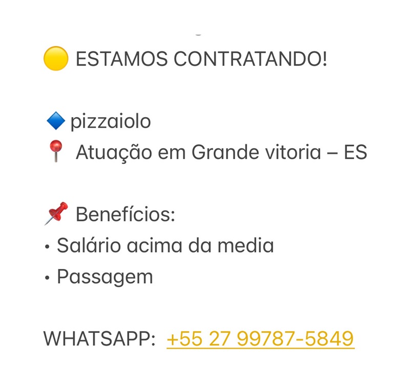 Vaga para Pizzaiolo