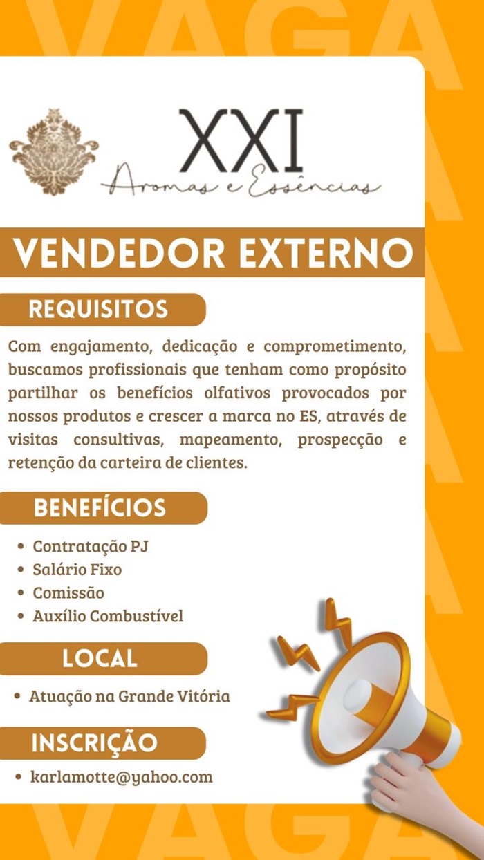 VAGA DE VENDEDOR(A) EXTERNO