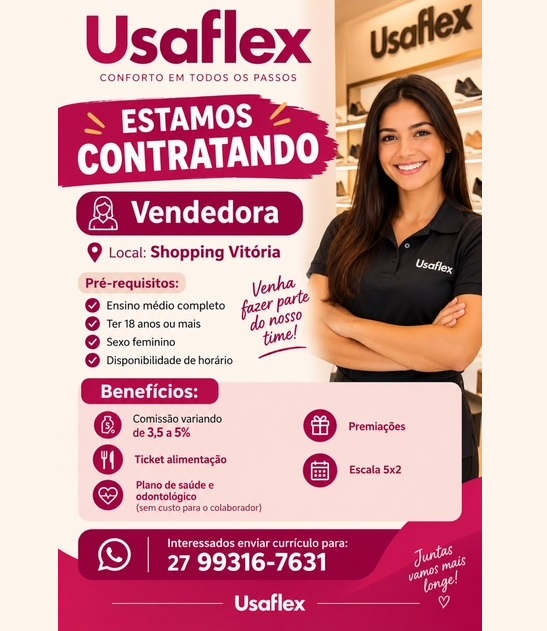 Vaga para Vendedora — Usaflex