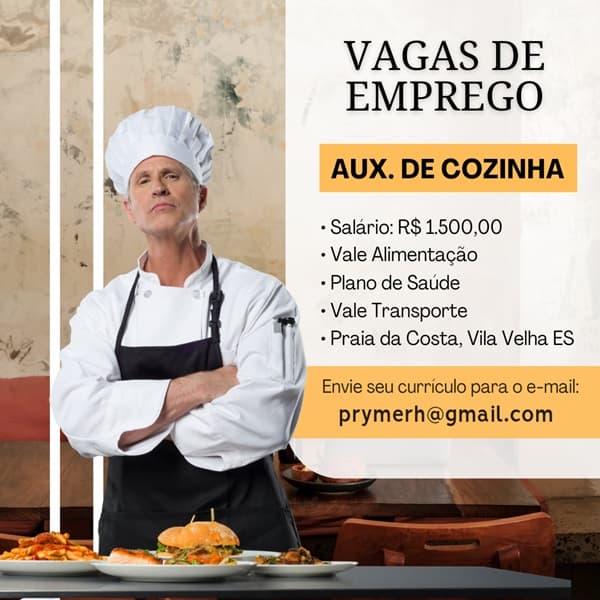 03 VAGAS - AUXILIAR DE COZINHA