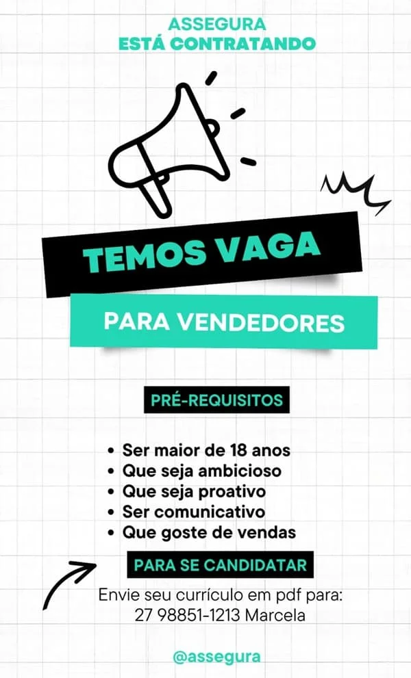VAGAS PARA VENDEDORES