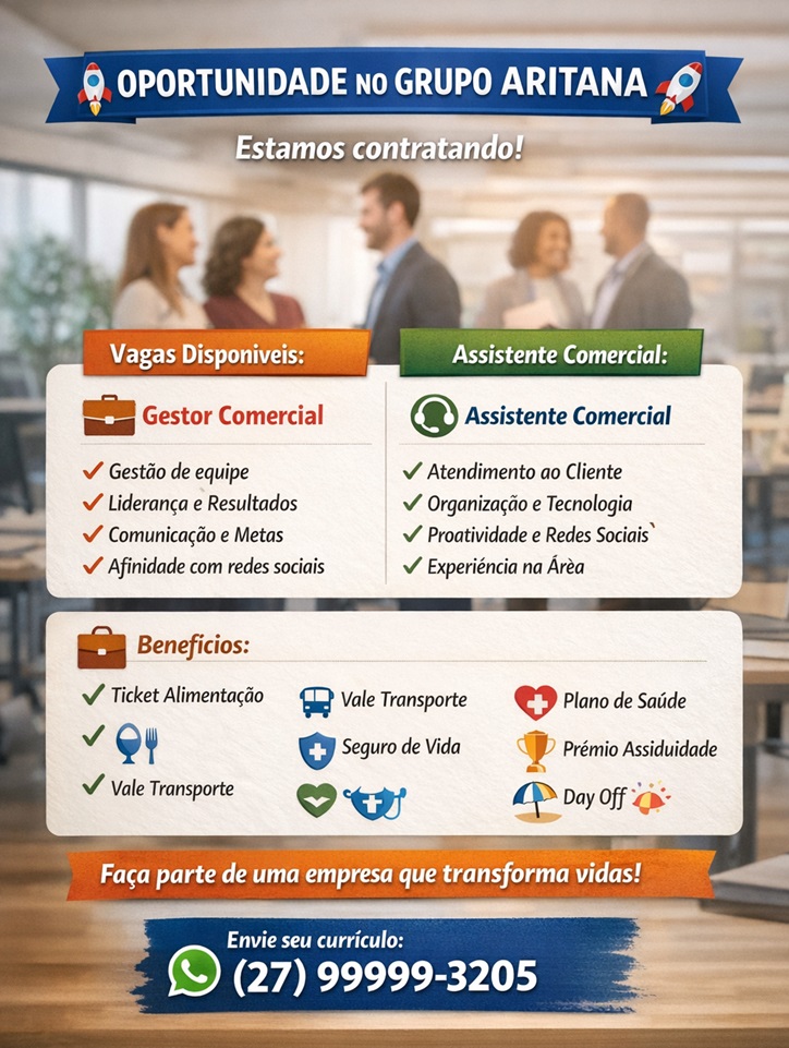 OPORTUNIDADE NO GRUPO ARITANA