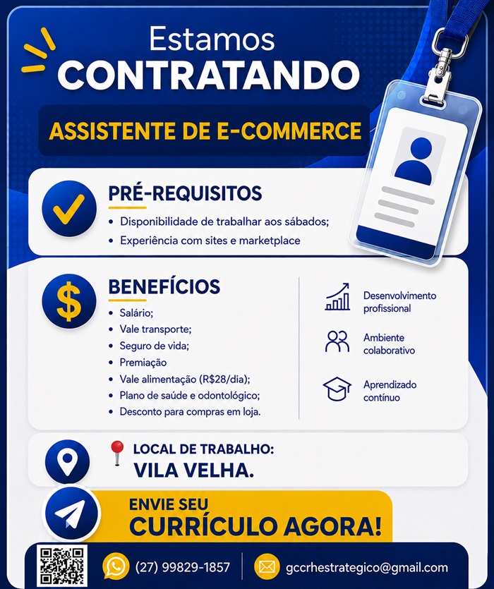 Vaga de Assistente de E-commerce – Vila Velha, ES