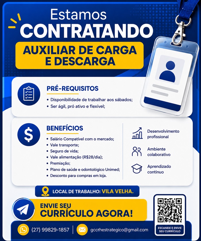 Vaga de Auxiliar de Carga e Descarga – Vila Velha, ES