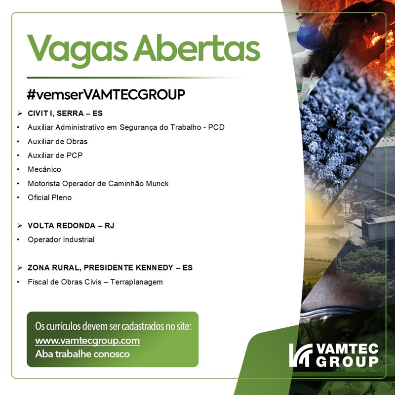 VAMTEC ABRE VAGAS DE EMPREGO (SERRA E VITÓRIA)