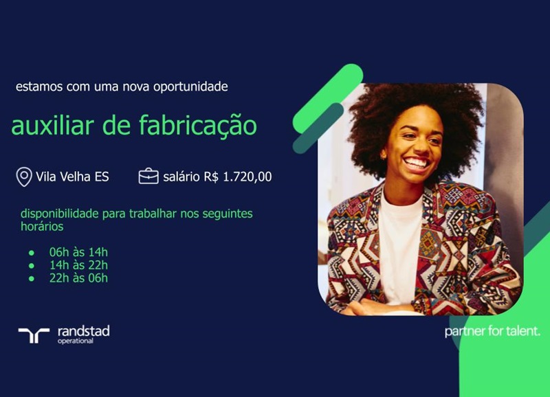 Randstad Brasil seleciona Auxiliares de Fabricação