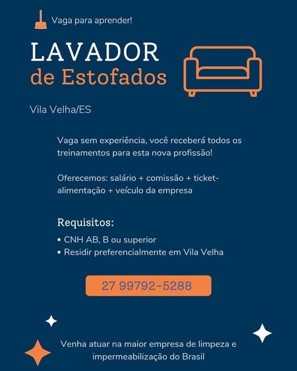 VAGA DE LAVADOR DE ESTOFADOS