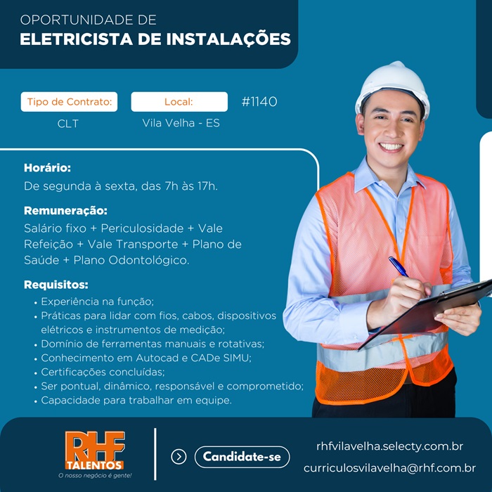 Vaga de Eletricista de Instalações II
