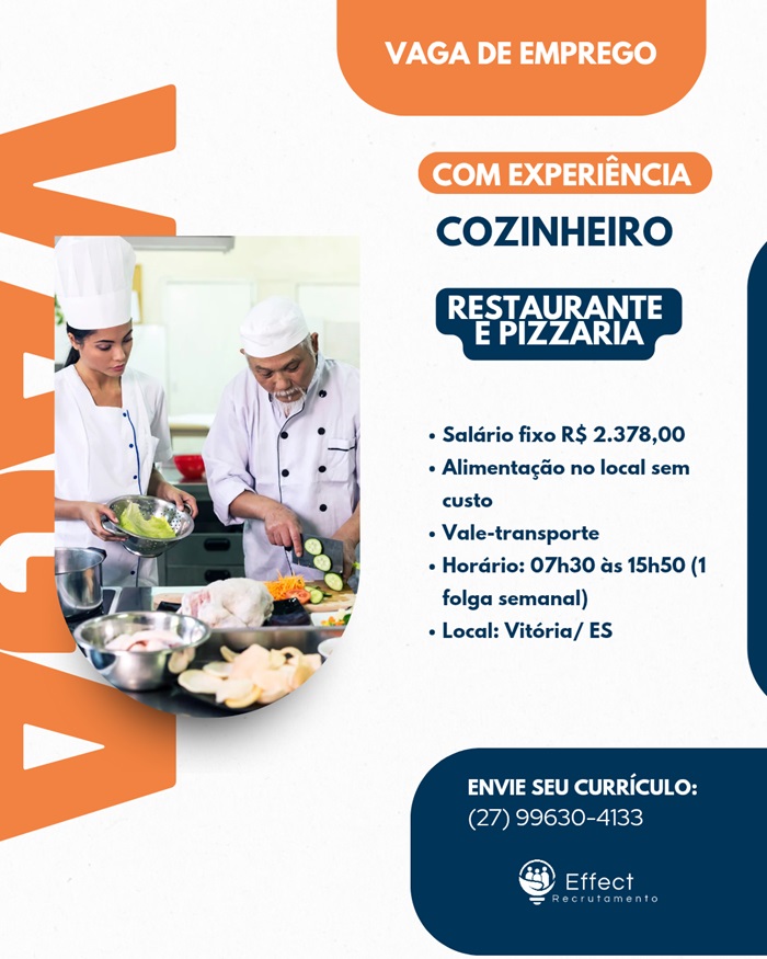 VAGA DE COZINHEIRO(A)