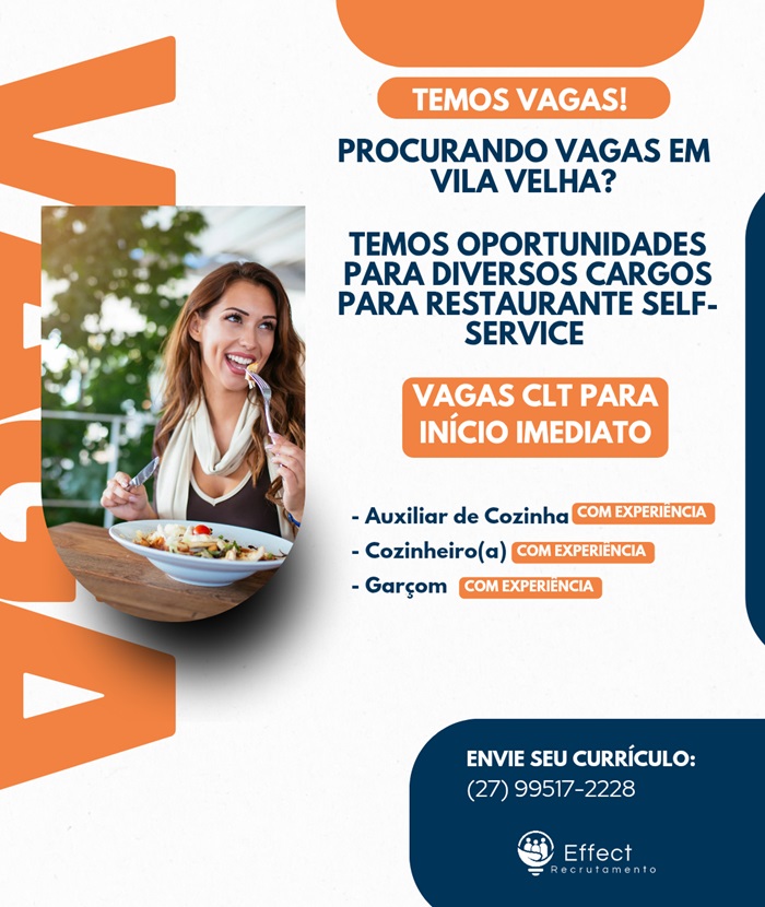 VAGAS DE EMPREGO EM VILA VELHA