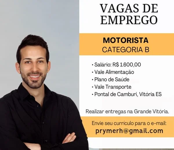 02 VAGAS - MOTORISTA (Categoria B)