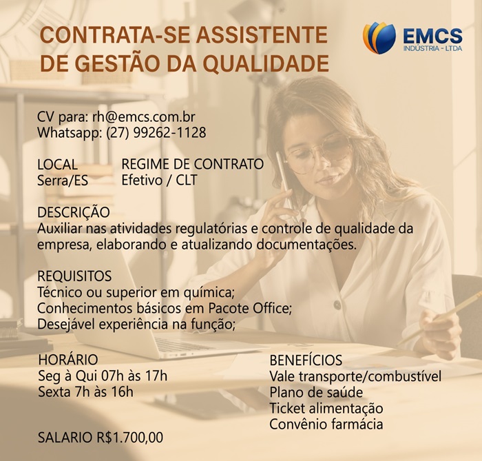 ASSISTENTE DE GESTÃO DE QUALIDADE