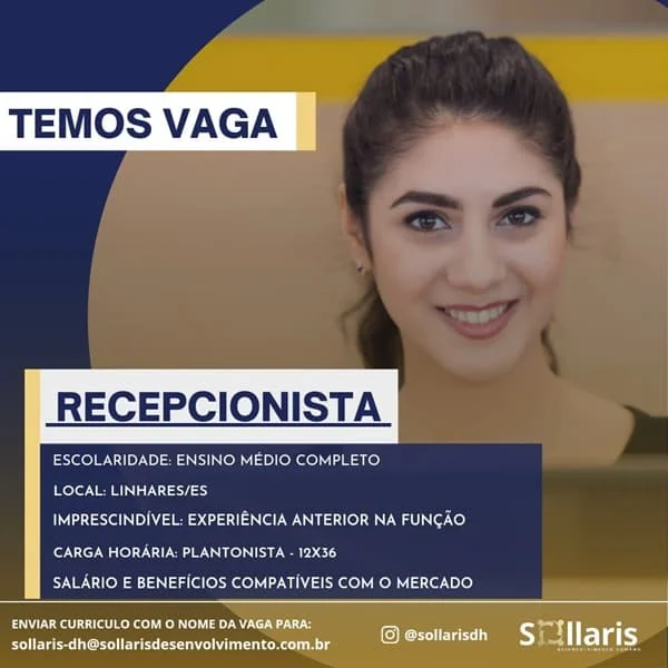 VAGA DE RECEPCIONISTA
