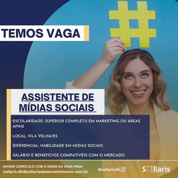 VAGA DE ASSISTENTE DE MÍDIAS SOCIAIS