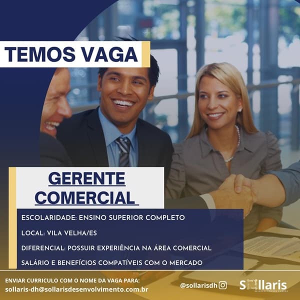 VAGA DE GERENTE COMERCIAL