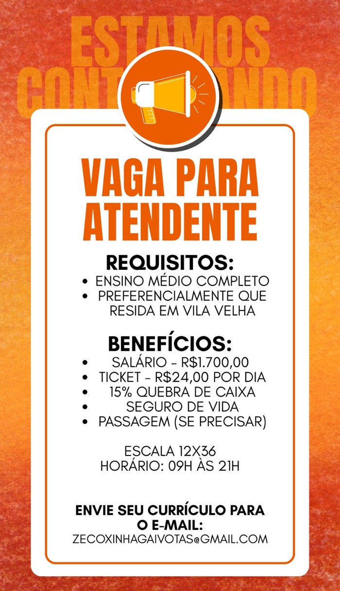 VAGA PARA ATENDENTE