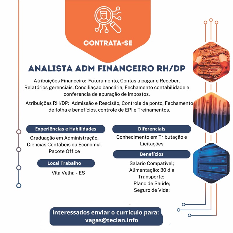 ANALISTA ADMINISTRATIVO FINANCEIRO RH/DP