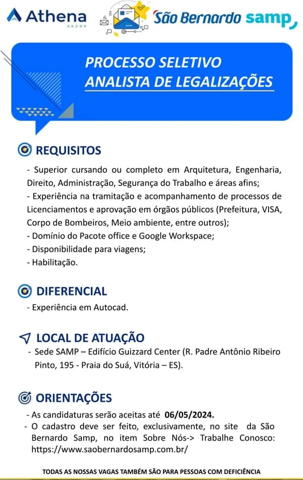 São Bernardo Samp contrata Analista de Legalizações