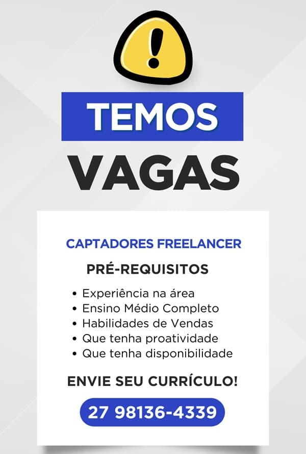 VAGAS PARA CAPTADORES FREELANCER