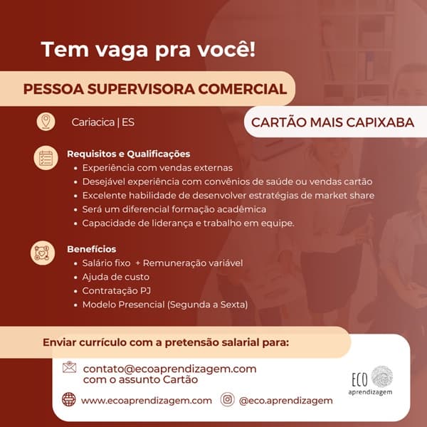 Supervisora Comercial de Cartão de Benefícios