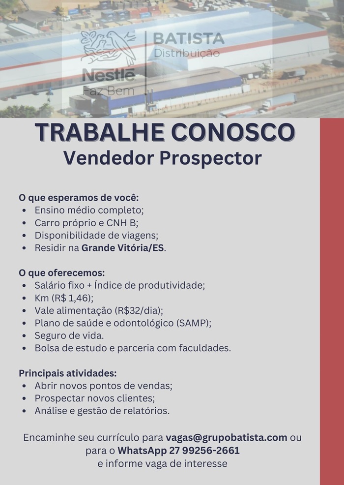 Grupo Batista contrata Vendedor Prospector