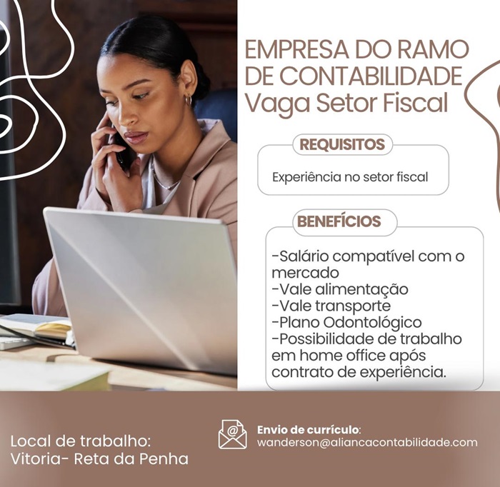 Vaga para Setor Fiscal