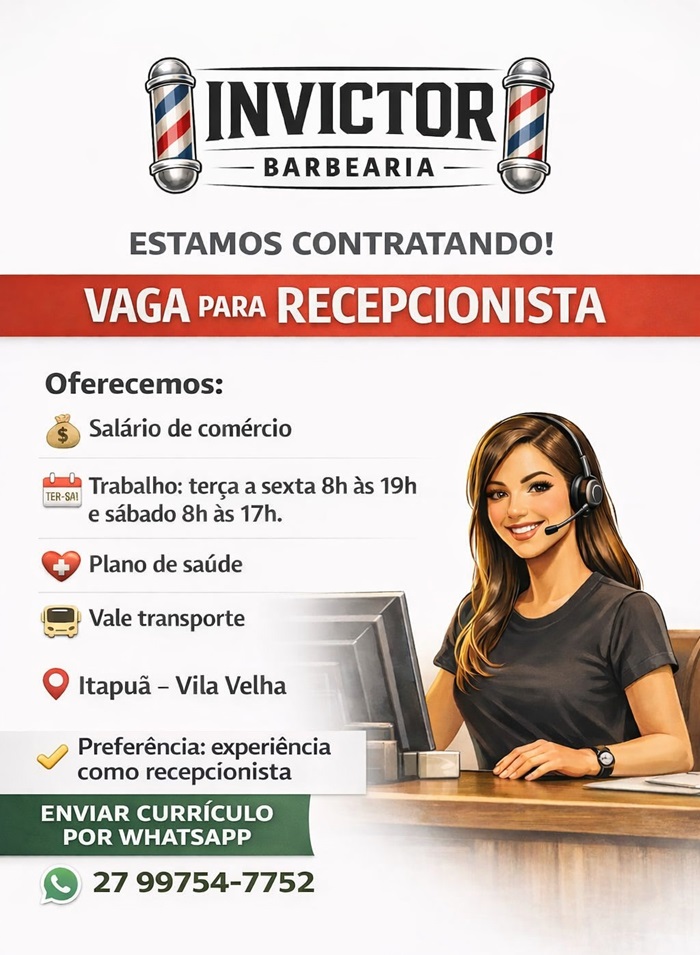 VAGA PARA RECEPCIONISTA