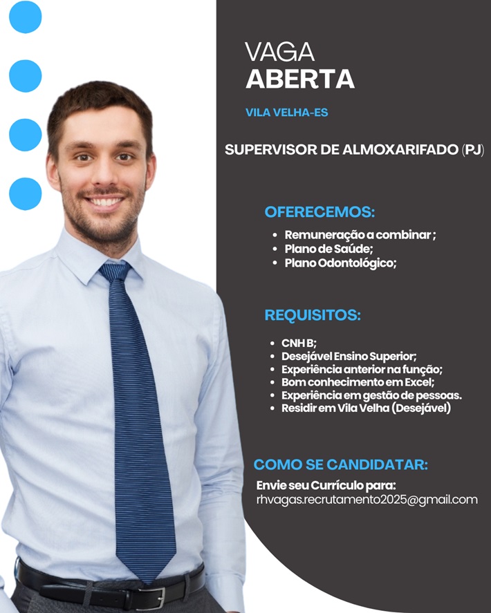Vaga para Supervisor de Almoxarifado (PJ)