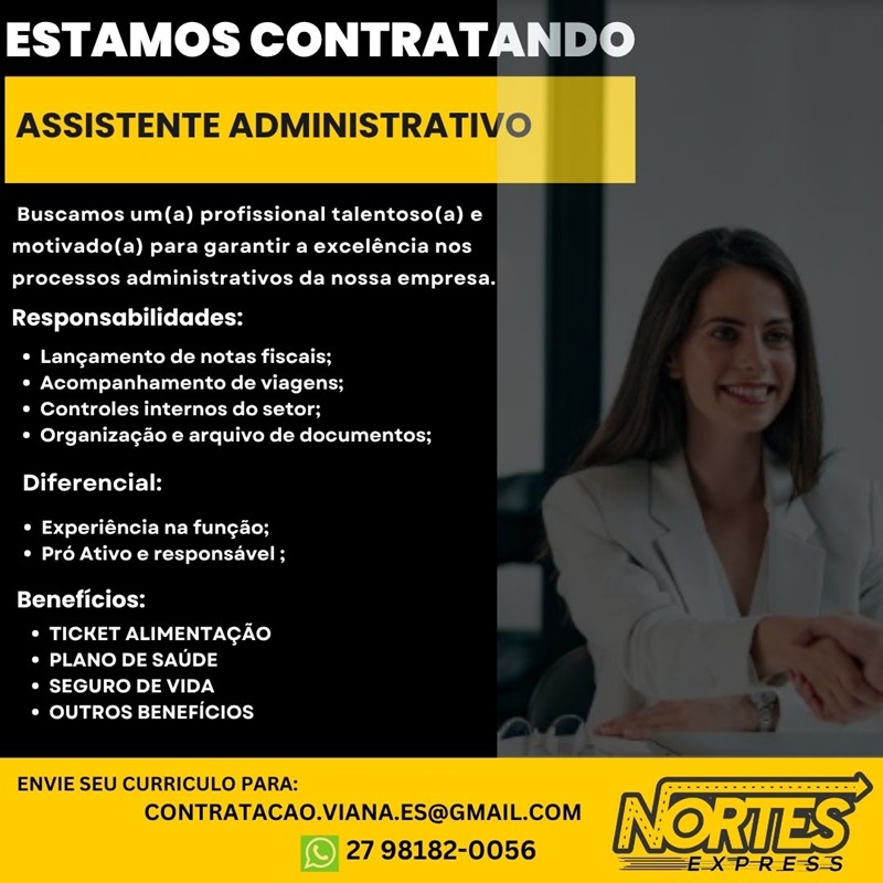 VAGA DE ASSISTENTE ADMINISTRATIVO