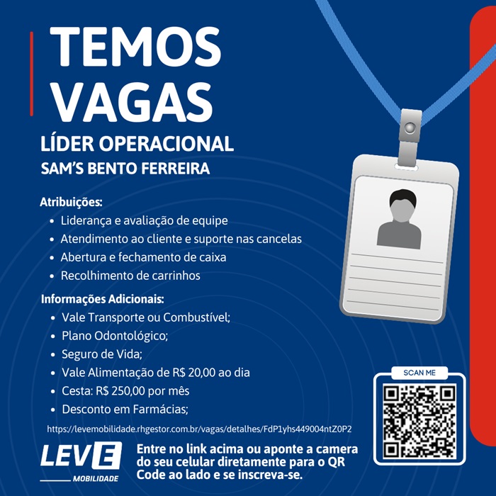 Leve Mobilidade contrata Líder Operacional