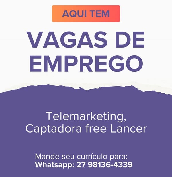 VAGAS PARA TELEMARKETING, CAPTADORA FREELANCER