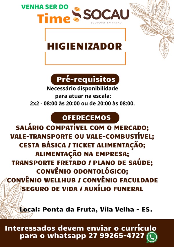 SOCAU contrata Higienizador