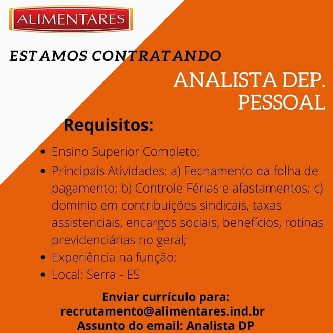 ALIMENTARES CONTRATA ANALISTA DE DP