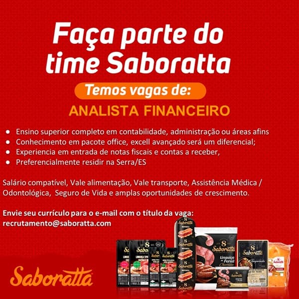 SABORATTA CONTRATA ANALISTA FINANCEIRO