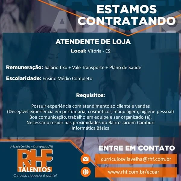 VAGA DE ATENDENTE DE LOJA