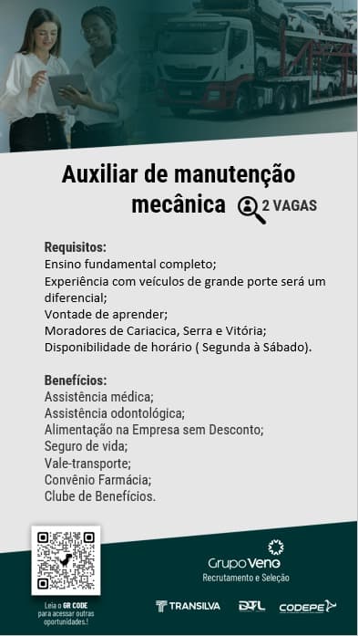 AUXILIAR DE MANUTENÇÃO MECÂNICA