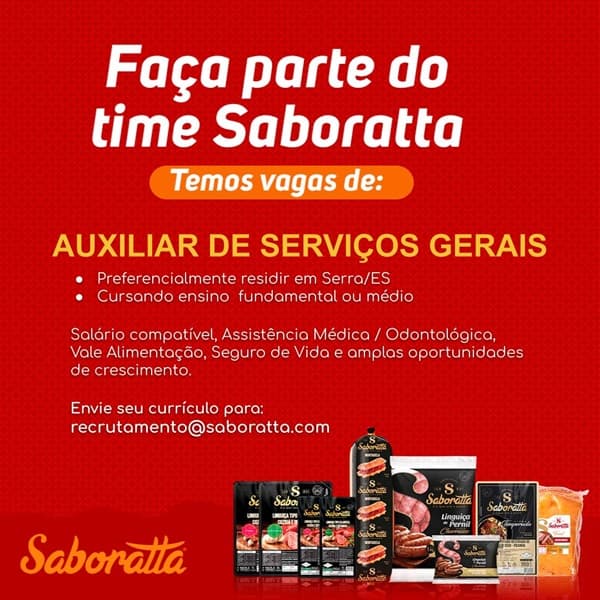 SABORATTA CONTRATA AUXILIAR DE SERVIÇOS GERAIS