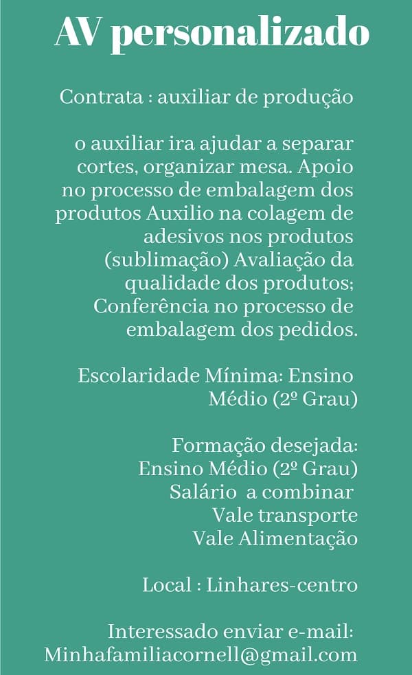 AUXILIAR DE PRODUÇÃO
