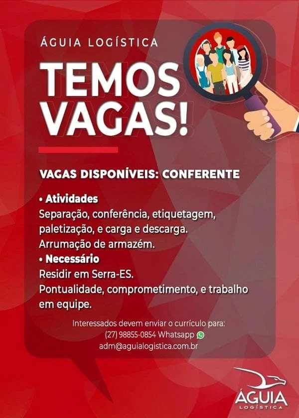 VAGA PARA CONFERENTE