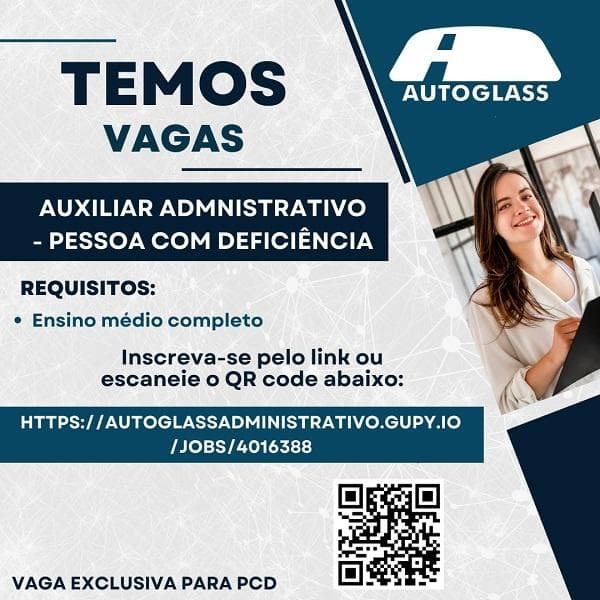 Autoglass contrata Auxiliar Administrativo