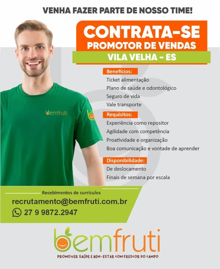 BEMFRUTI CONTRATA PROMOTOR DE VENDAS