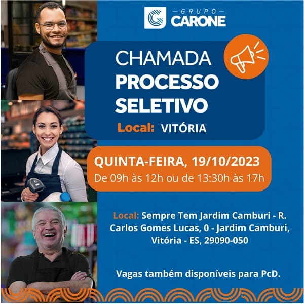 CARONE REALIZA PROCESSO SELETIVO SEM AGENDAMENTO