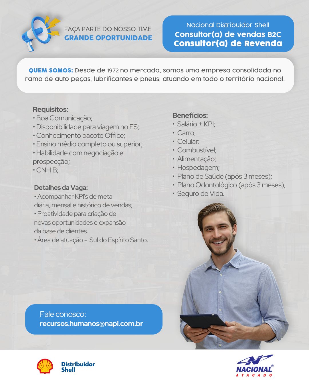 Vagas para Consultor(a) de vendas B2C e Consultor(a) de Revenda