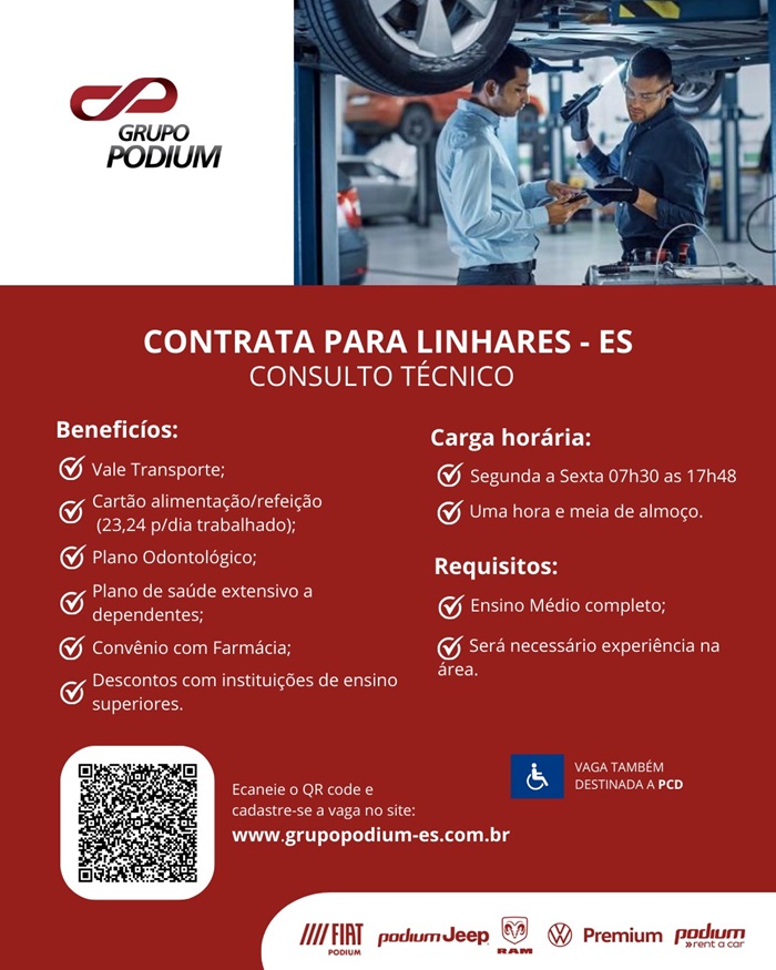 GRUPO PODIUM CONTRATA CONSULTOR TÉCNICO (LINHARES)