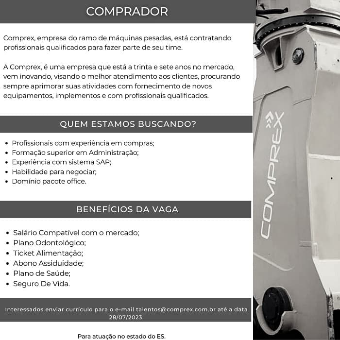 Comprex Máquinas contrata Comprador