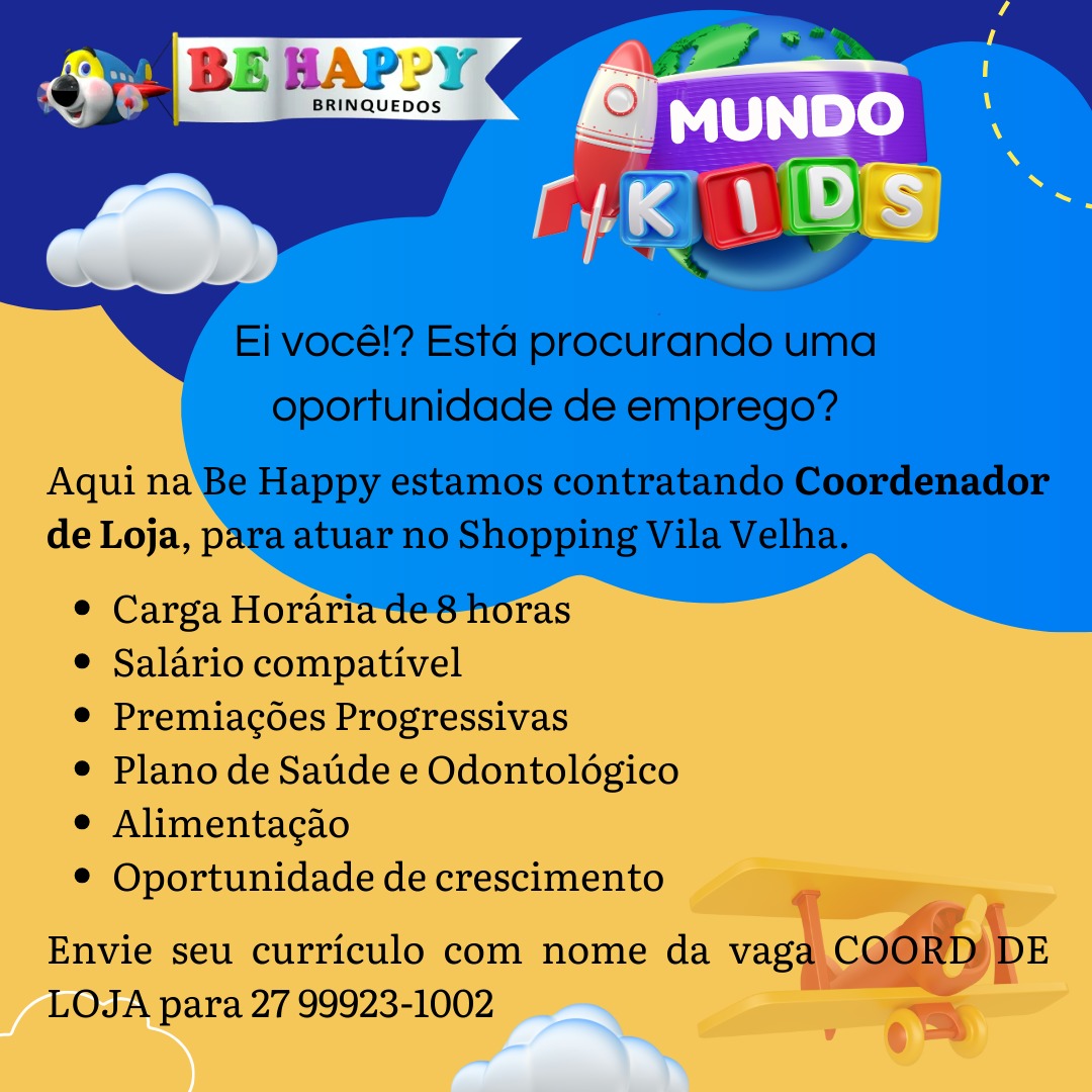 Be Happy contrata Coordenador de Loja